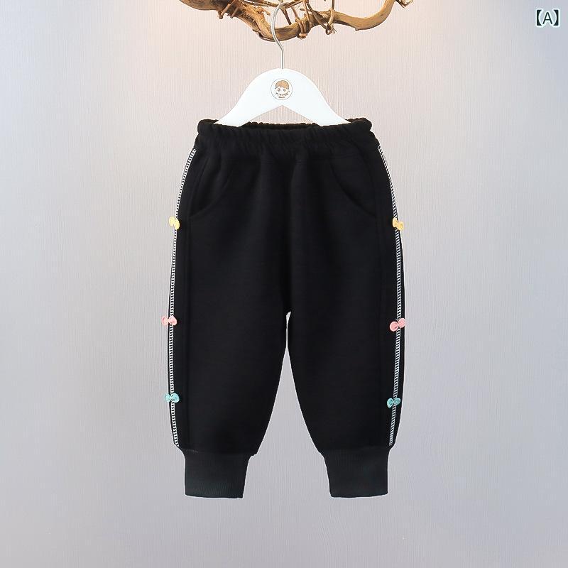 パンツ 女の子 ベビー 裏起毛 綿 ジョガーパンツ 秋冬 暖かい 防寒 ロング丈 ゴムウエスト 無地 カジュ..