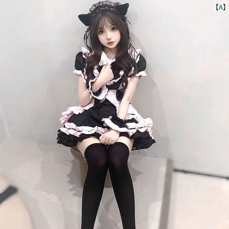 メイド服 レディース ロリータ コスプレ 衣装 アニメキャラ ソフトガール 原宿風 かわいい ドレス ワン..