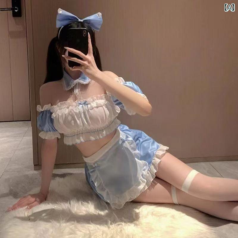 コスチューム レディース 女性用 かわいい メイド服 ロリータ風 シフォン ワンピース ドレス セクシー ..