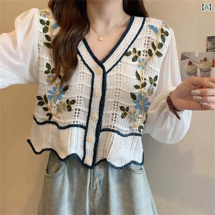 カーディガン レディース コットン 花柄 刺繍 かぎ針編み 透かし シフォン 切り替え 長袖 UVカット ゆ..