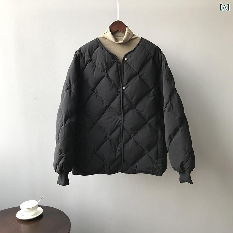 中綿ジャケット レディース ショート丈 キルティング ノーカラー 野球スタイル 小柄 ゆったり リラックスフィット 保温 防寒 厚手 ポリエステル 切り替え 秋冬 カジュアルアウター