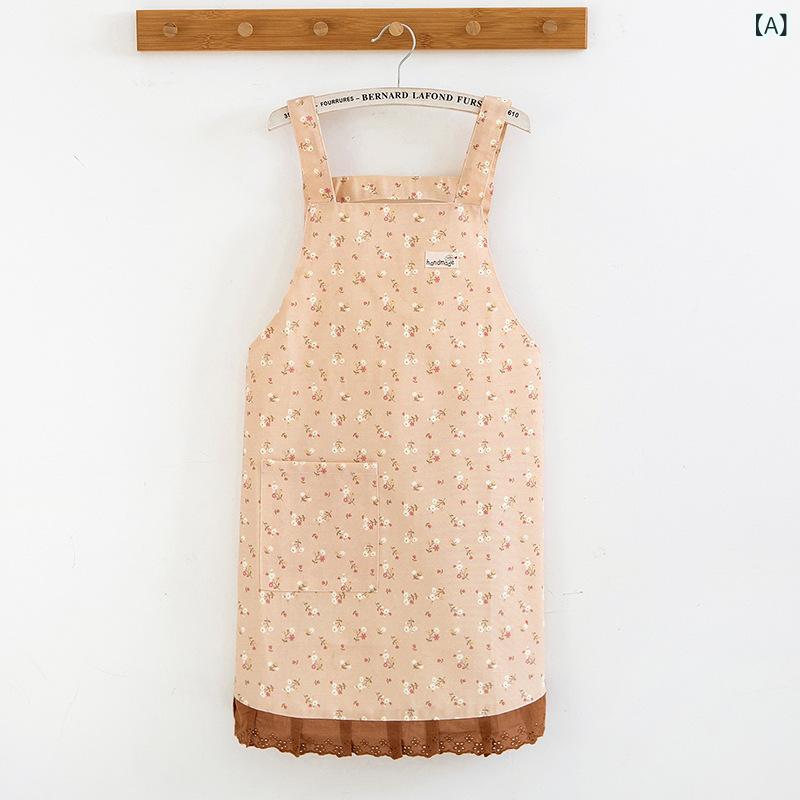 エプロン レディース 女性用 韓国ファッション ダブルレイヤー 油汚れ防止 撥水加工 料理用 キッチン用..