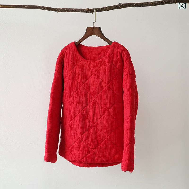 ジャケット レディース 女性用 綿麻 コットンリネン 中綿 キルティング 保温性 ショート丈 ラウンドネック 長袖 ゆったり 厚手 レトロ カジュアル 秋冬(4.0)