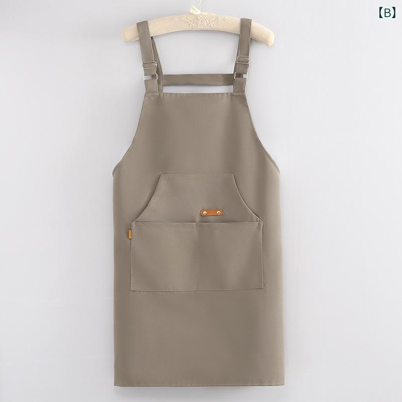 エプロン 男女兼用 ユニセックス 家庭用 飲食店 カフェ レストラン キッチン ネイルサロン 仕事用 ユニフォーム ワークエプロン 無地 シンプル おしゃれ ポリエステル素材 防汚 ノースリーブ 韓国風 2