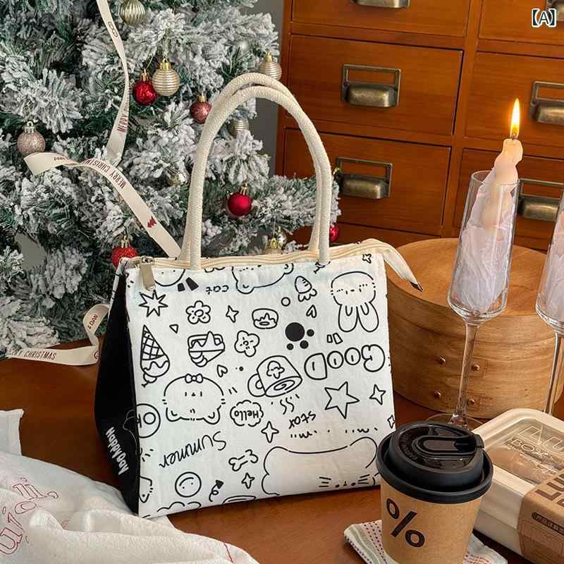 お弁当袋 通勤 学生用 かわいい カートゥーン クリスマス柄 アニマル柄 ポップデザイン 保温 保冷 断熱..
