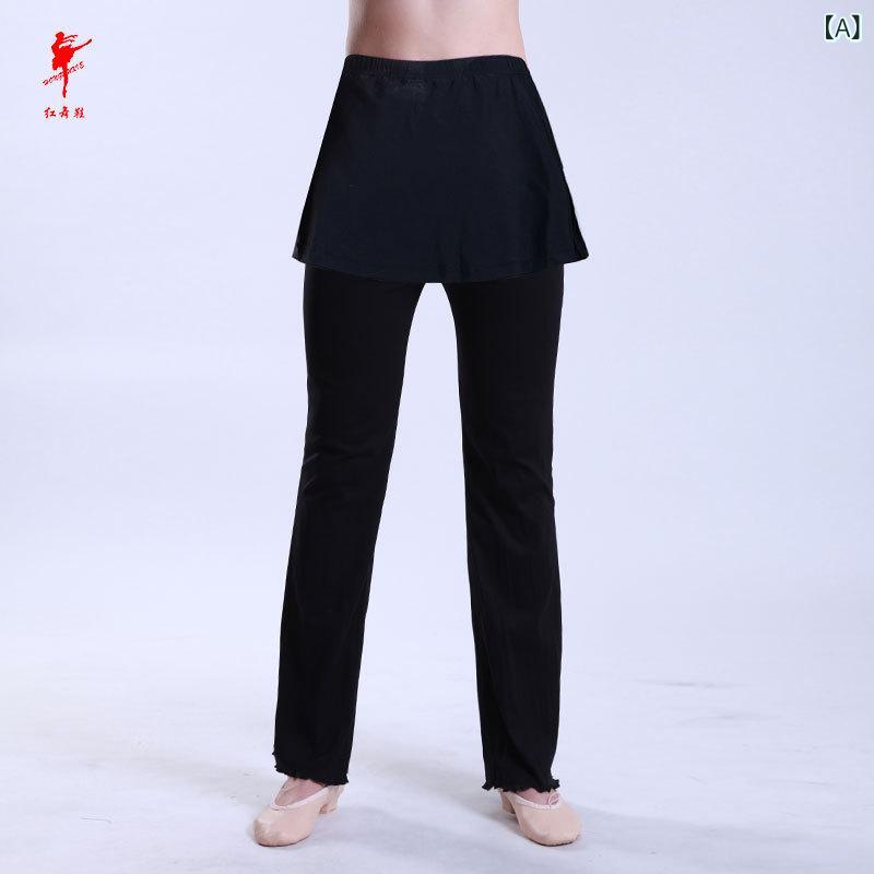 スカートパンツ レディース ダンス ヨガ フレア レッスン 練習着 ストレッチ ポプリン しなやか モダン..