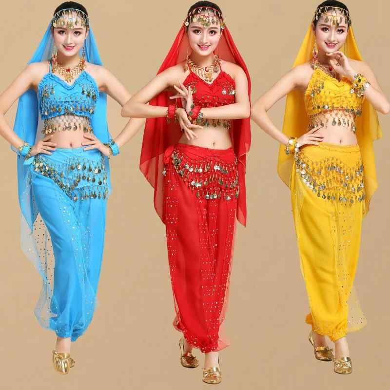 ダンス衣装 レディース ベリーダンス インド舞踊 エスニック 発表会 ステージ レッスン 練習着 シフォ..