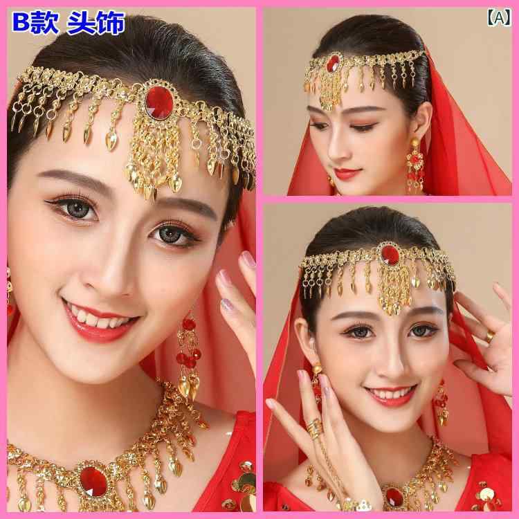 ベリーダンス レディース アクセサリーセット ヘッドドレス 頭飾り ヘッドベール ネックレス イヤリン..