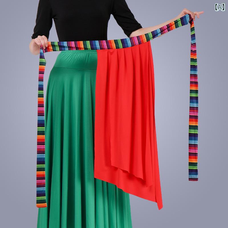 民族舞踊 衣装 レディース 女性用 大人用 チベット タイ族 広場ダンス 練習 発表会 舞台 一体型 巻きス..