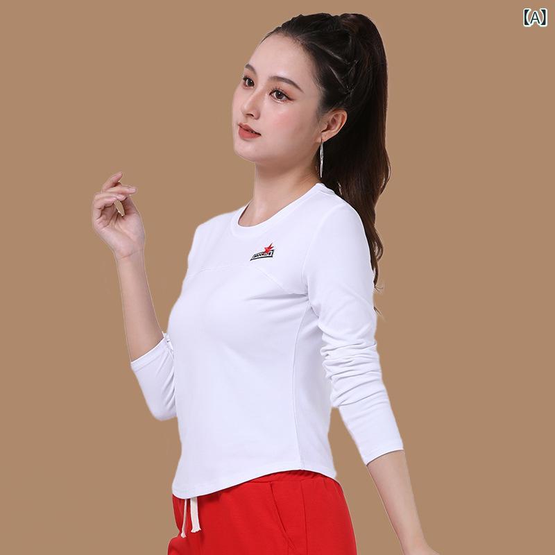 ダンスウェア レディース 女性用 秋冬 ラウンドネック 丸首 長袖 ロングスリーブ トップス カットソー ..