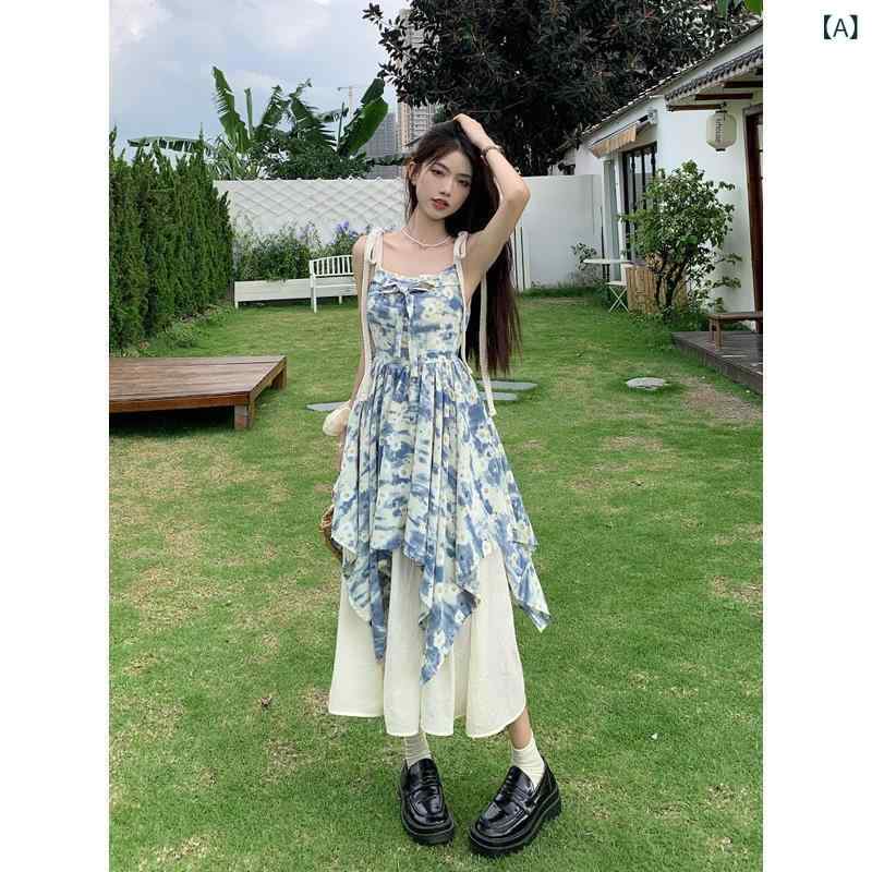 ワンピース レディース かわいい 森ガール風 油絵風 小花柄 キャミソールワンピース 夏 リゾート バカ..