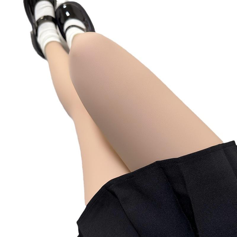 Capri Pants - タイツ レディース 素肌感 フェイクスキン 裏起毛 超厚手 一体型 保温 防寒 高伸縮 ストレッチ ぴったりフィット ポリエステル スパンデックス 外出 普段使い 秋冬 レギンス ストッキング