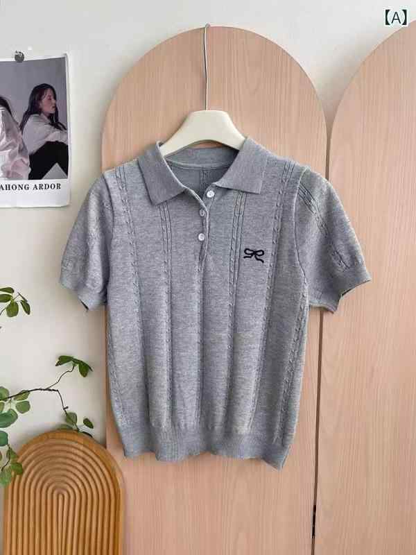 ニットトップス レディース 半袖 春