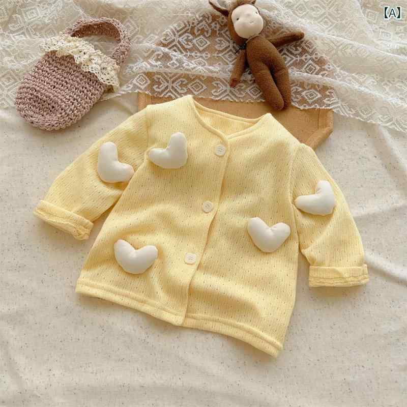 カーディガン ベビー 女の子 キッズ ニット セーター 立体ハート かわいい 秋冬 長袖 前開き 羽織り アウター 通園 通学 普段着