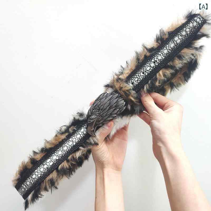 ベルト メンズ レディース ユニセックス レトロ ヴィンテージ イーグルモチーフ ヒョウ柄 起毛素材 レ..