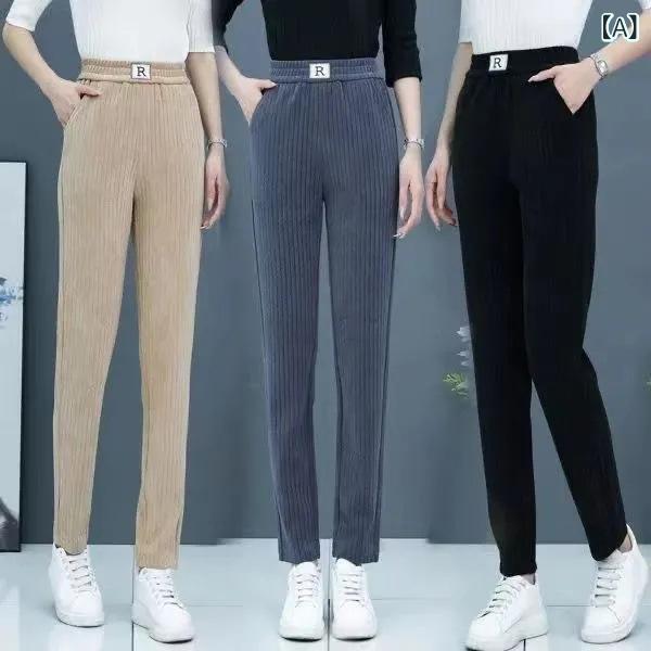 Rakuten - パンツ レディース 大きいサイズ ゆったり シェニール 裏起毛 厚手 あったか 防寒 コーデュロイ ワイドパンツ ストレート フルレングス ハイウエスト 落ち感 伸縮性 カジュアル 秋冬