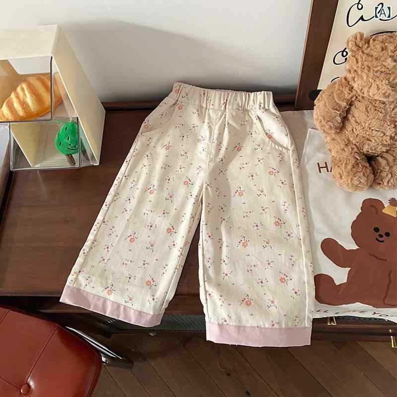 パンツ ガールズ 女の子 中小童 春秋 かわいい カジュアル ゆったり ルーズフィット チェリー 小花柄 ..