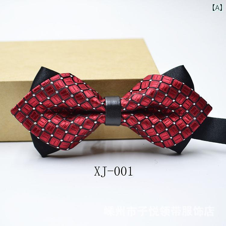 蝶ネクタイ メンズ 男性用 ボウタイ ダブルレイヤー 剣先型 ポインテッド フォーマル ビジネス 結婚式 ..