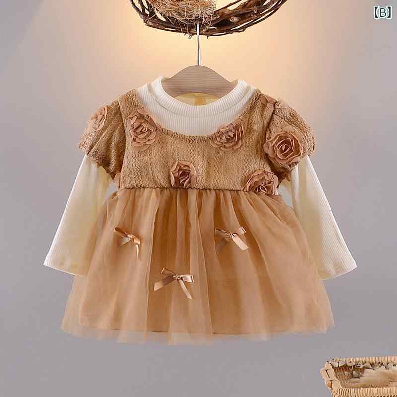 ワンピース 女の子 キッズ 2点セット かわいい プリンセスワンピース 長袖 綿 コッ...