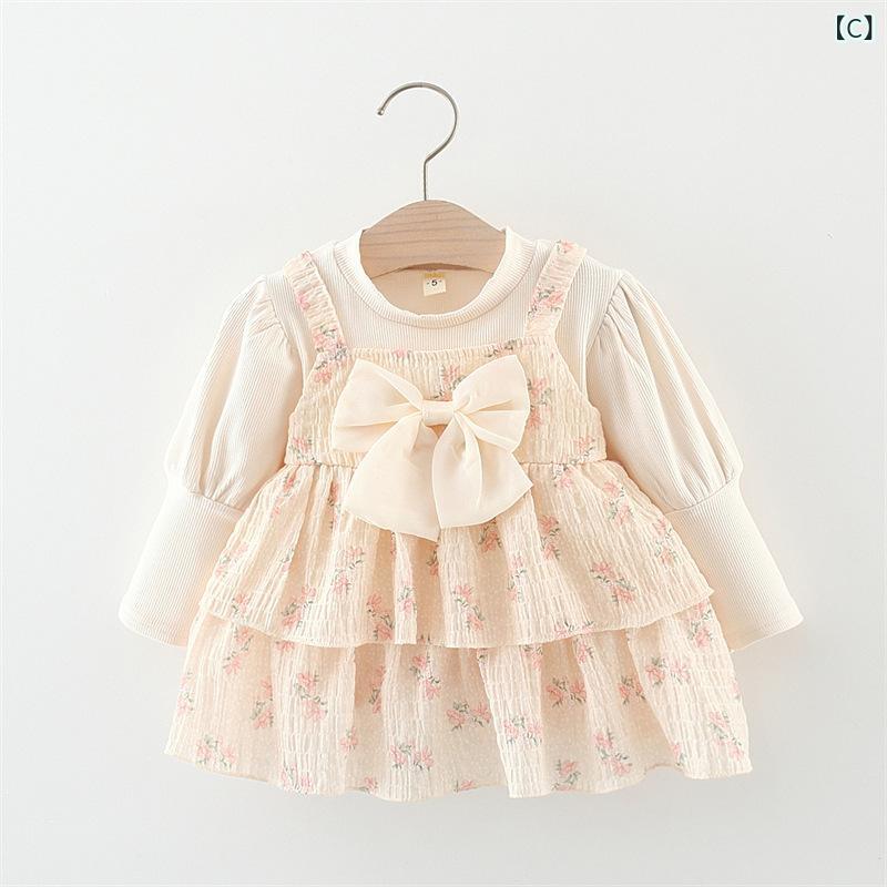 セットアップ 女の子 ベビー キッズ 長袖 綿 コットン かわいい フェイクレイヤー...