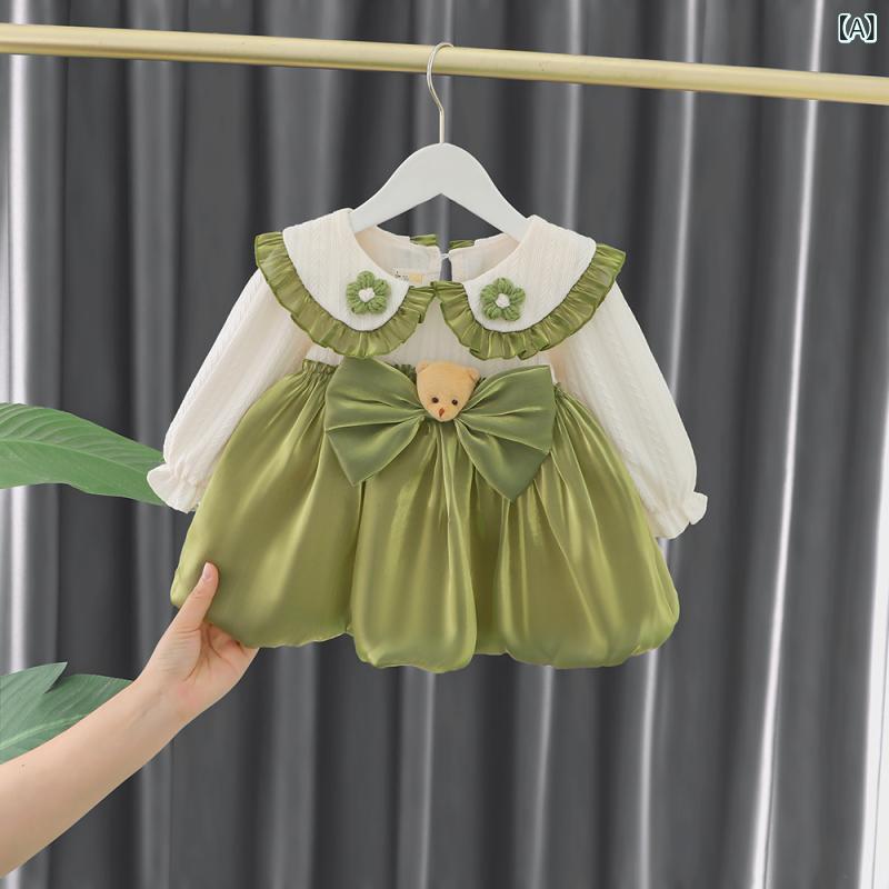 ワンピース ベビー 女児 1歳 春秋 かわいい プリンセスドレス ノースリーブ 綿 コットン 韓国風 ふんわ..