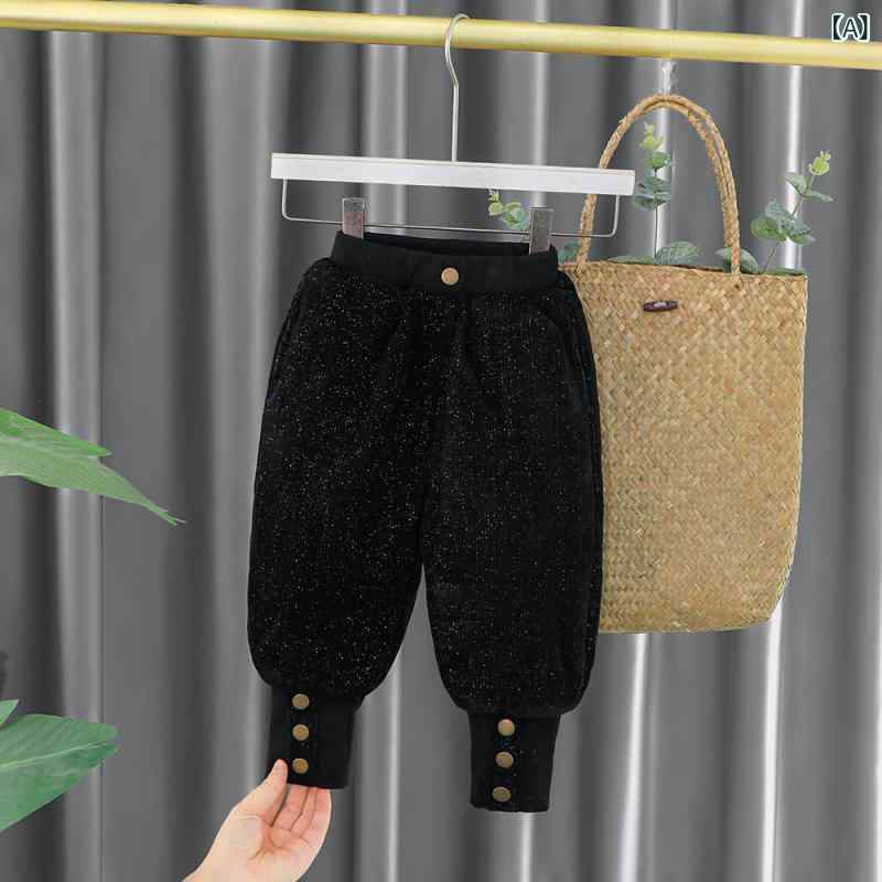 パンツ 女の子 ベビー 厚手 綿 裏起毛 あったか 防寒 長ズボン 秋冬 かわいい おしゃれ 韓国風 ウエス..