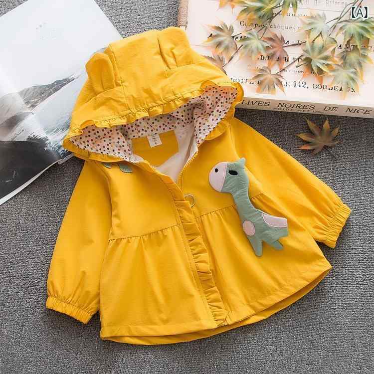 ウインドブレーカー 女の子 ベビー キッズ キャラクター柄 小鹿柄 かわいい 韓国風 長袖 襟付き シング..