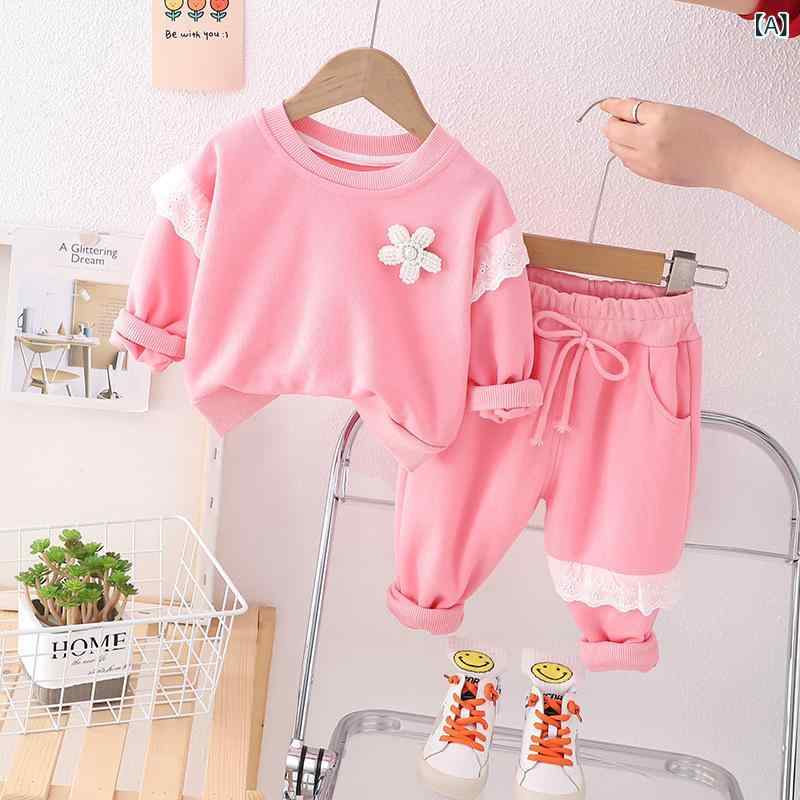 セットアップ 女の子 幼児 長袖 パンツ 2点セット 綿 おしゃれ かわいい 韓国風 プリンセス トレンド ..