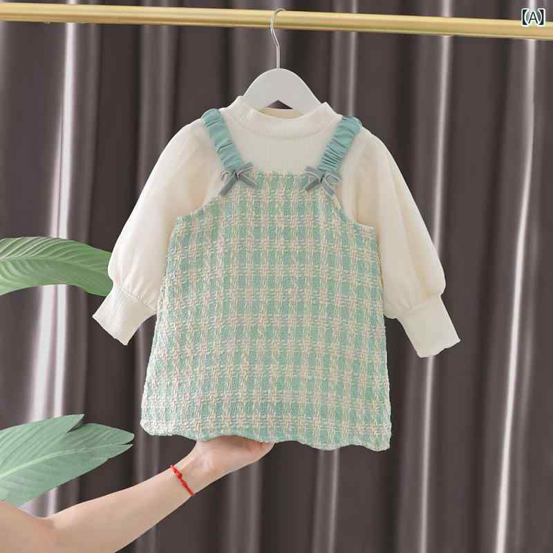 ワンピース キッズ 女の子 ベビー 幼児 かわいい 長袖 グレンチェック プリンセス風 韓国風 綿 春秋 2..