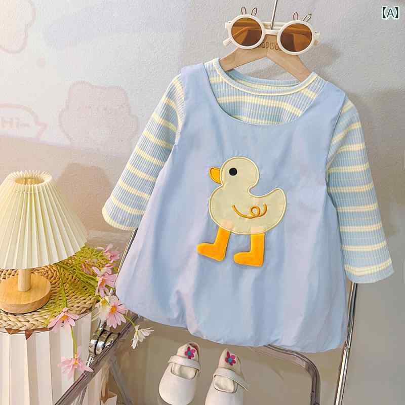 ジャンパースカート セットアップ ベビー 女の子 長袖トップス 春秋 かわいい 韓国風 綿 コットン ツー..