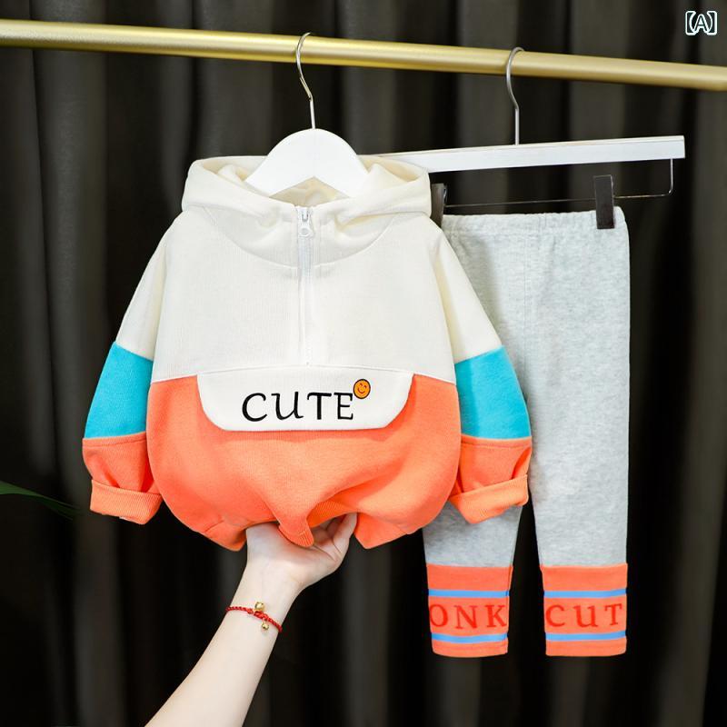 キッズ 女の子 セットアップ 長袖 フード付き パーカー 春秋 韓国風 パンツ 2点セット 綿 コットン 動物柄 かわいい 普段使い おしゃれ カジュアルウェア