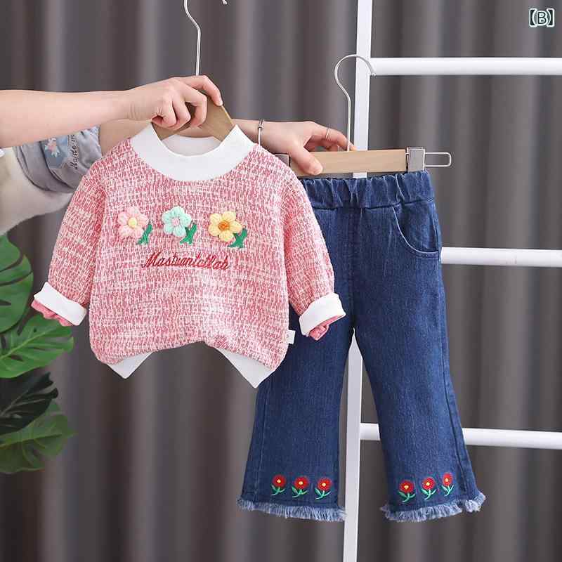 ベビー服 女の子 女児 春秋 セットアップ ツーピース 小花柄 長袖 トップス ロング...