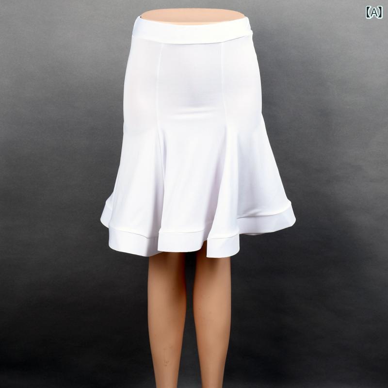 ダンススカート 女性 大人用 ラテンダンス ボーン入り マーメイドシルエット ルンバ ブラックプール 競技会 プロ仕様 ビッグフレア ポリエステル 伸縮性