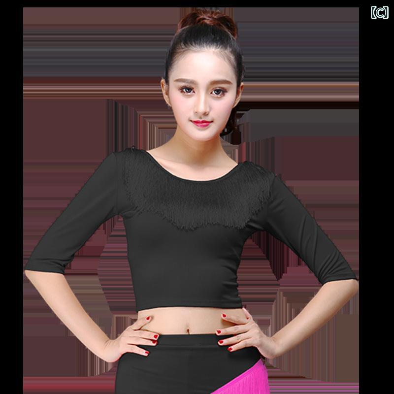 narukiのダンススカート レディース 大人用 ラテンダンス チャチャチャ 社交ダンス 練習着 レッスン用 フリンジスカート タイト ミニ丈 舞台衣装 ストレッチ 再生繊維 黒 赤｜アングル3