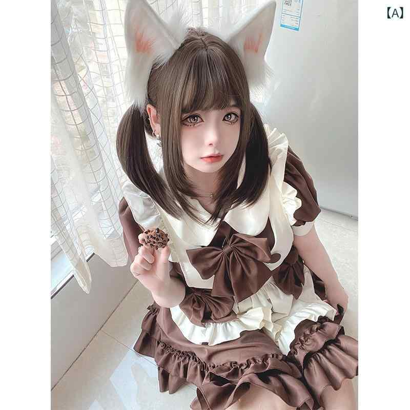 ロリータワンピース レディース メイド服 コスチューム かわいい スウィート ポリエステル素材 Aライン..