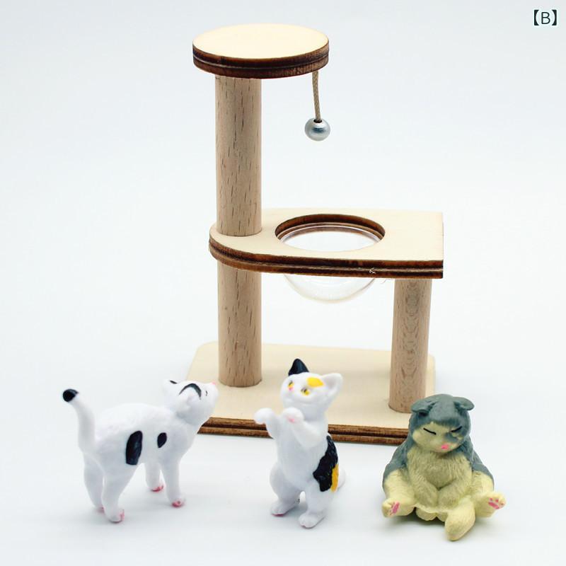 ドールハウス キッズ シンプル 木製 無塗装 ミニチュア模型 キャットタワー 猫おもちゃ リビング家具 ジオラマ情景 クラフトキット 組み立て簡単 DIY 遊び 飾り インテリア