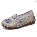 布靴 レディース フラットシューズ レトロ 民族調 刺繍 パンプス 快適 柔らか底 軽量 通気性 丸いつま先 普段使い ママ向け 中高年 春夏秋