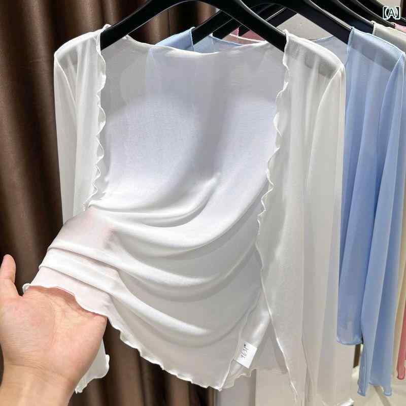 カーディガン レディース 長袖 薄手 シアー メッシュ 羽織り 接触冷感 日焼け対策 ショール トップス ..