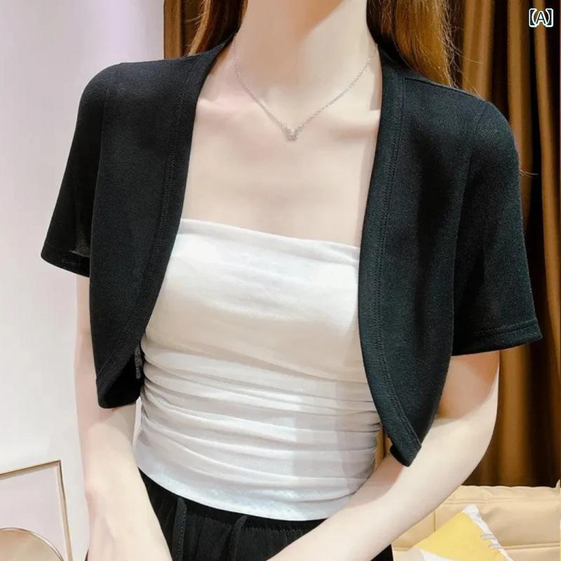 カーディガン レディース 接触冷感 UVカット 長袖 薄手 ショート丈 春夏 羽織り ショール 冷房対策 日焼け対策 普段使い 快適 軽量 吸湿速乾 上品 おしゃれ ルーズシルエット ポリエステル スパンデックス
