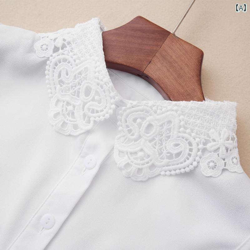 付け襟 レディース 女性用 シフォン レース 花柄刺繍襟 秋冬 セーター ブラウス 重ね着風 韓国ファッシ..