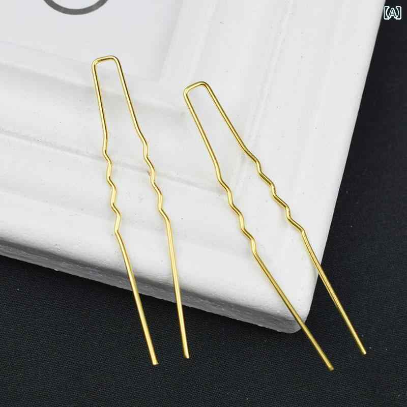 かんざし 簪 純銅製 色持ち 変色防止 U字型 波型 ウェーブ 小ぶり 古風 レトロ 和装小物 漢服 髪飾り ..