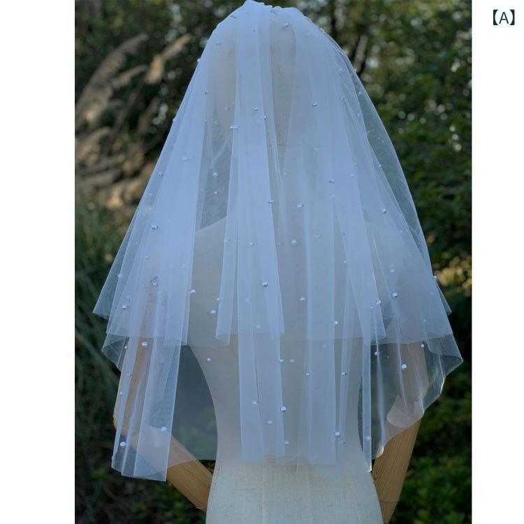 ベール レディース 花嫁 ブライダル ウェディング 高密度ソフトチュール 二層 妖精風 エレガント 清楚 ..