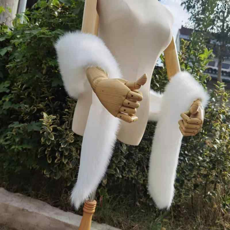 ショール レディース チャイナドレススタイル レトロモダン 中華風 フェイクファー 秋冬 ケープ ストール 上品 細幅 防寒 羽織り エスニック ホワイト