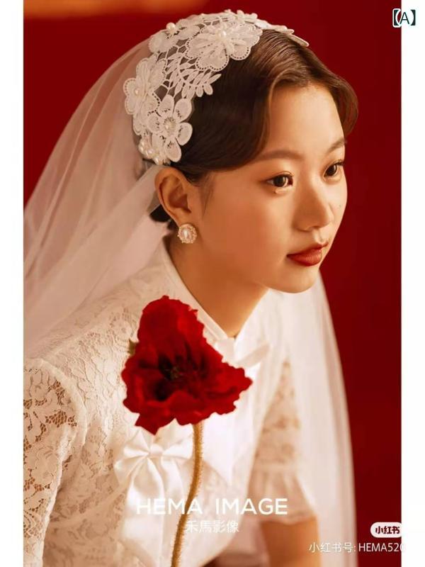 ウェディングベール レディース 高品質 スイス製 ソフトチュール 花モチーフ 二層式 ビーズ装飾 ブライダル 結婚式 披露宴 前撮り 撮影 花嫁 ヘッドドレス 髪飾り ホワイト 春夏