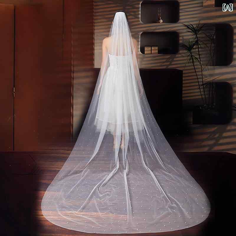 ウェディングベール 女性用 パールビーズ装飾 フレンチスタイル 高級感 可憐な エレガント シングルレ..