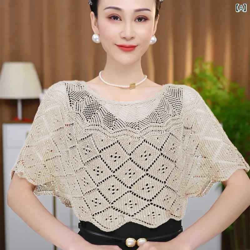 ショール レディース 薄手 ニット 透かし編み プルオーバー 羽織り カーディガン 冷房対策 UVカット 夏 日焼け対策 着回し シンプル 軽量 ポリエステル