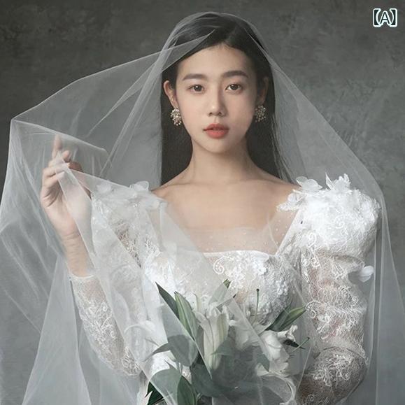 ベール ウェディング ブライダル 花嫁 結婚式 前撮り 後撮り ロケーションフォト スタジオ撮影 シンプ..