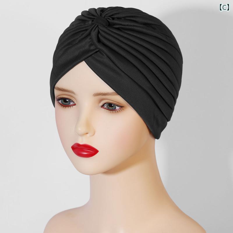 narukiのヘッドスカーフ レディース 女性用 ストレッチ 伸縮性 プルオーバー ヨガ ターバン インド風 中東 ムスリム ラウンド型キャップ ポリエステル製 無地 シンプル 普段使い カジュアル オールシーズン 万能｜アングル3