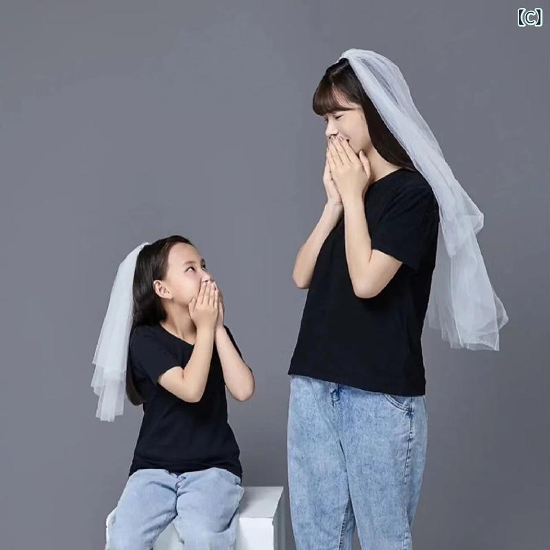 narukiのベール 子供 女の子 ベビー 親子 結婚式 ウェディング 記念撮影 発表会 バースデー プリンセス かわいい 上品 白 ホワイト 髪飾り｜アングル3