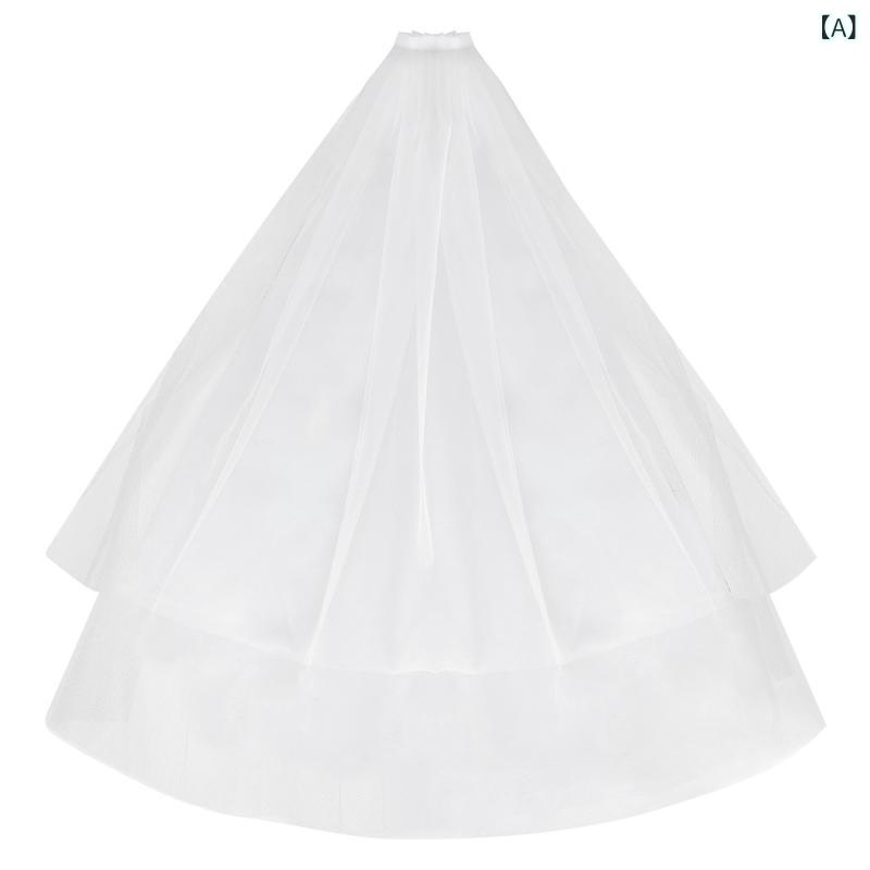 ウェディングベール レディース 花嫁 新婦 ダブル ショート丈 フェイスベール コーム付き 結婚式 ブライダル 披露宴 独身パーティー ナイロン 欧米風 白 黒 ヘッドドレス